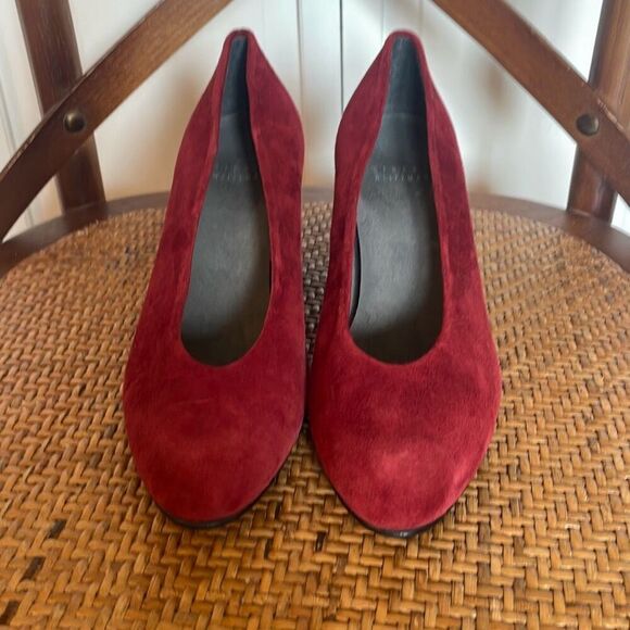 Stuart Weitzman red suede wedge pumps size 7 - Picture 4 of 11